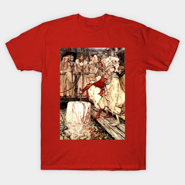 Galahad and the Sword in the Floating Stone - Arthur Rackham T-Shirt by forgottenbeauty